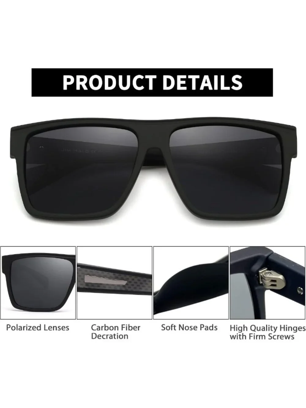 Retro Polarized Flat Top Square Sunglasses for Men & Women - UV400, Perfect for